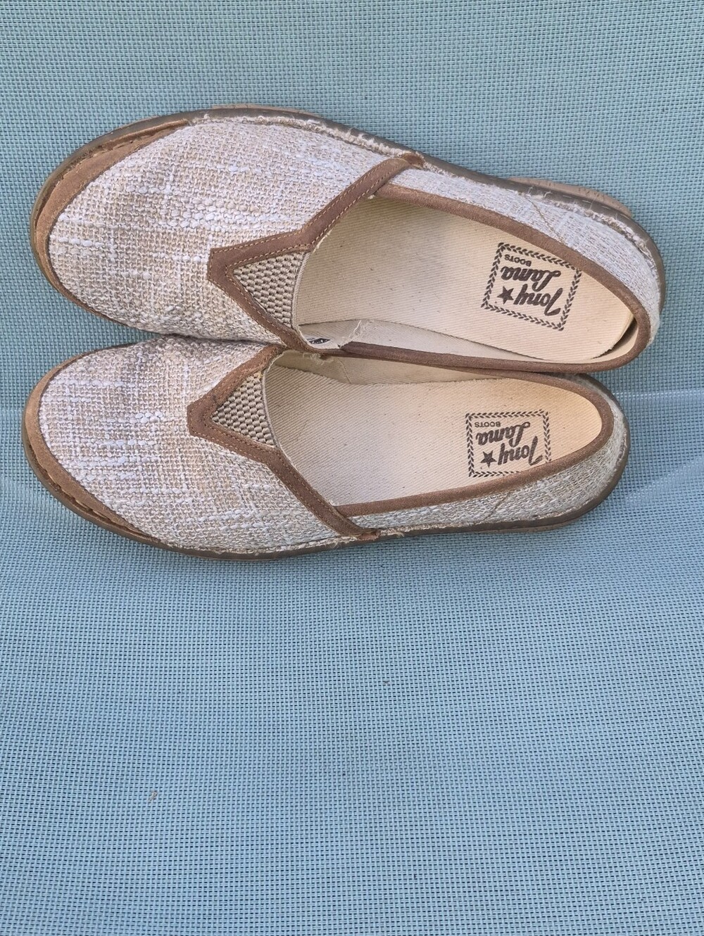 Tony Lama Women's Slip-On Loafers in Beige and Brown